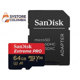 Memoria Micro SD 64GB Sandisk Extreme Pro 4K U3 SDHC Clase 10 V30 200mb/s SDSQXCU-064G-GN6MA