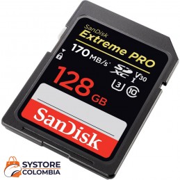 Memoria SD 128GB Sandisk Extreme Pro 4K U3 SDHC Clase 10 V30 170mb/s SDSDXXY-128G-GN4IN