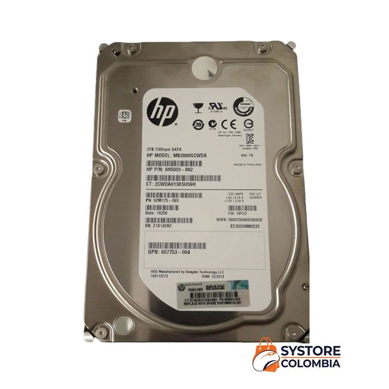 Disco Duro 2tb HP Enterprice 7200rpm 6G 3.5" 871332-002