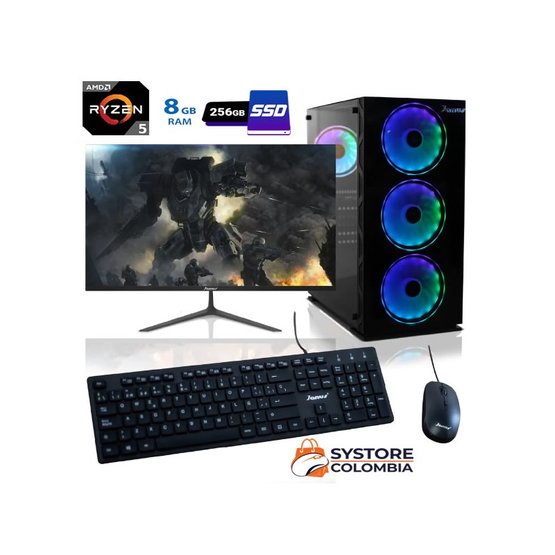 Computador Gamer Ryzen 5 5600G 8Gb Ram 256gb Ssd  Monitor 24" W10P