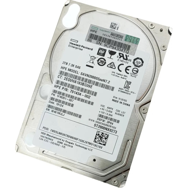 Disco Duro Sas 2tb Hp  2.5" 12G   7.2k 791434-002