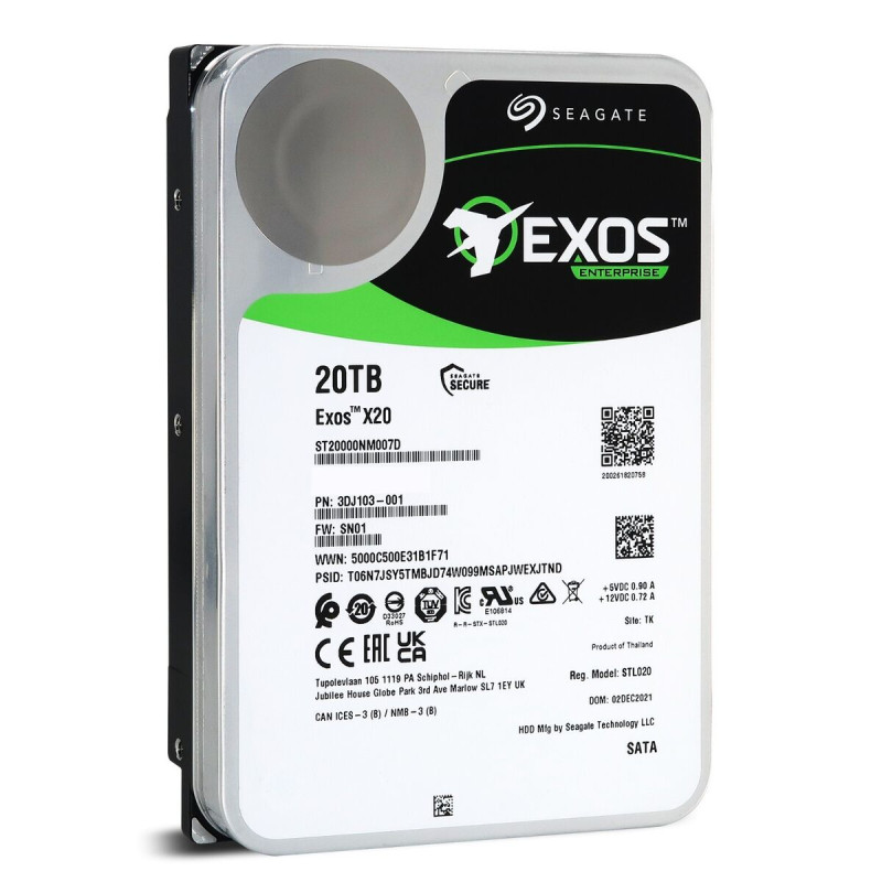 Disco Duro Servidor Sata 20tb Seagate Exos X20 7200 RPM 256MB ST20000NM007D