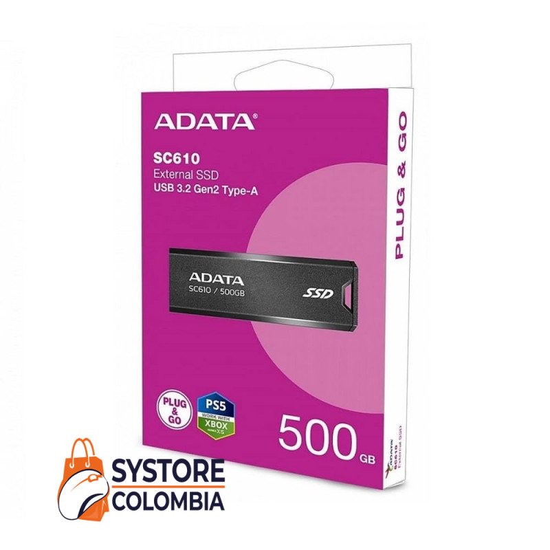Disco solido Externo 500GB SC610 Usb 3.2 SC610-500G-CBK/RD