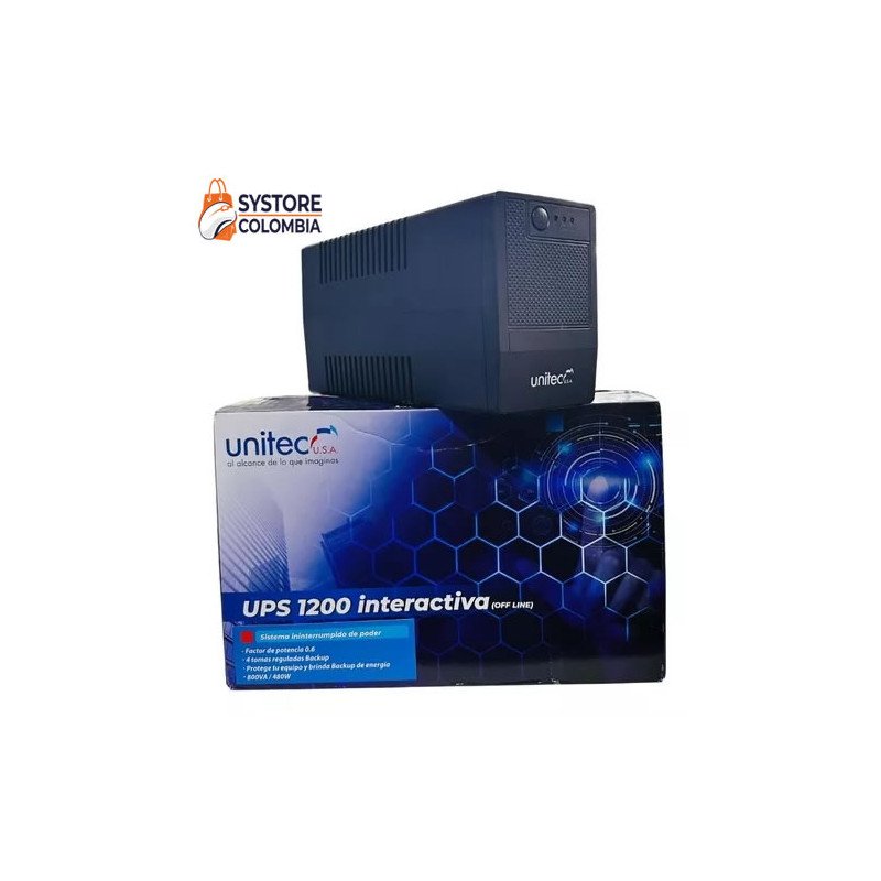 Ups Unitec Interactiva 1200 JNP-U1200 800VA 480W Ups Unitec Interactiva 1200 JNP-U1200 800VA 480W