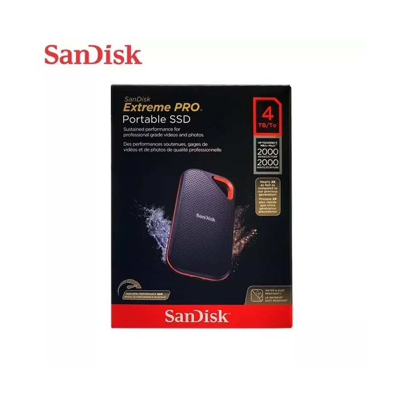 Disco Externo Solido 4TB SanDisk Extreme PRO SSD V2 SDSSDE81-4T00-G25