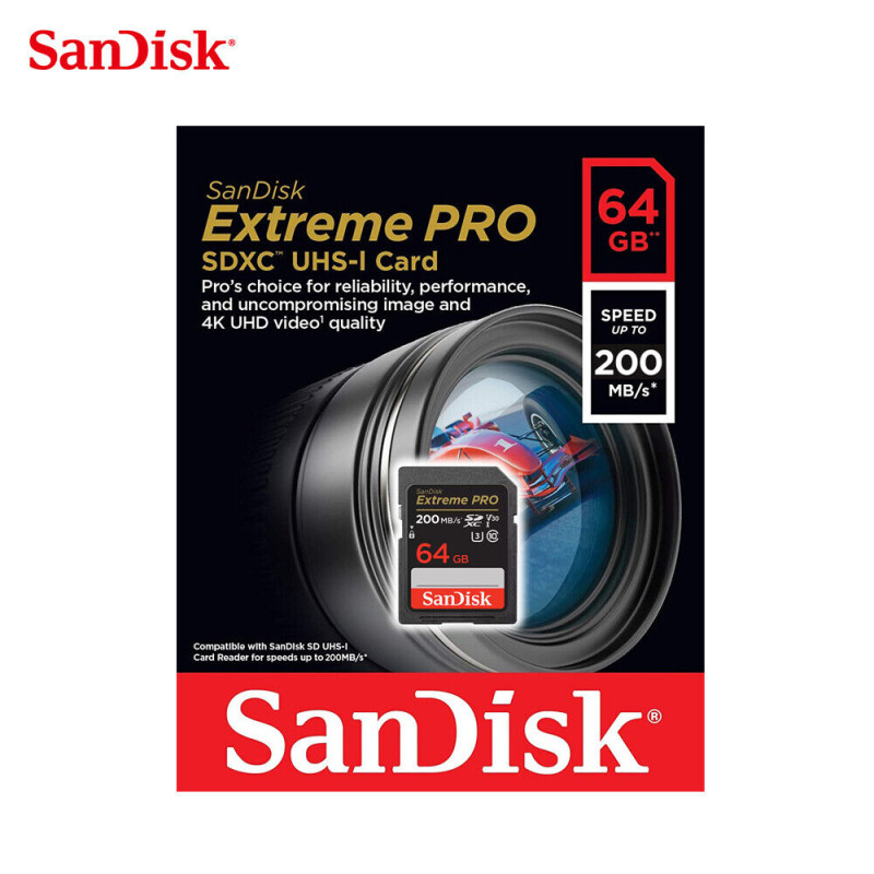 Memoria SD 64GB Sandisk Extreme Pro 4K U3 SDHC Clase 10 V30 200mb/s SDSDXXU-064G-GN4IN