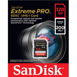Memoria SD 128GB Sandisk Extreme Pro 4K U3 SDHC Clase 10 V30 200mb/s SDSDXXD-128G-GN4IN