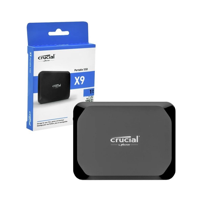 Disco Externo Sólido 1Tb Crucial X9 USB 3.2 USB-C USB-A CT1000X9SSD9