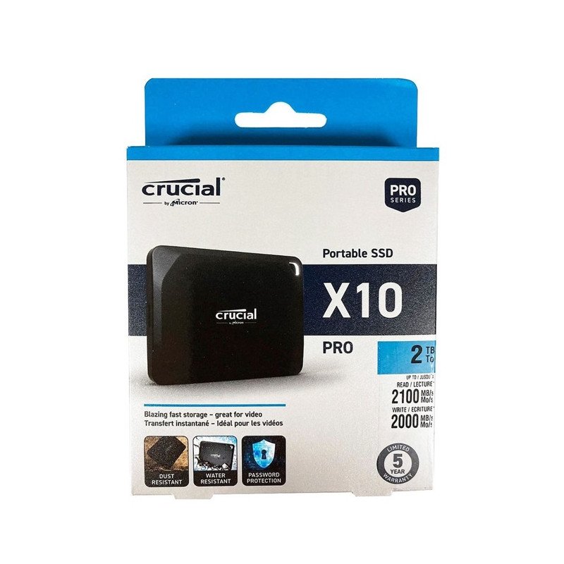 Disco Externo Sólido 2Tb Crucial X10 Pro USB 3.2 USB-C USB-A CT2000X10PROSSD902