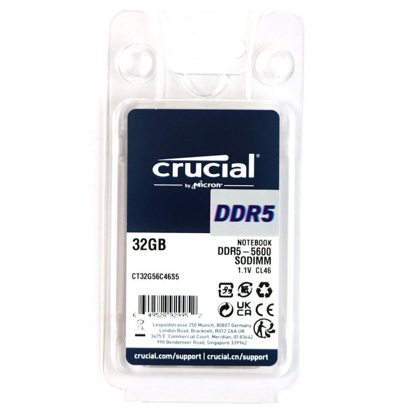 Memoria Ram Ddr5 32gb Crucial 5600mhz Portatil CT32G56C46S5