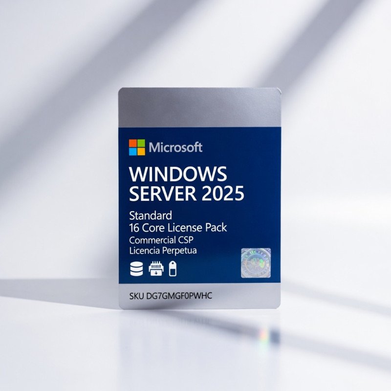 Windows Server 2025 Standard 16 Core License Pack Commercial CSP Perpetuo DG7GMGF0PWHC Transferible