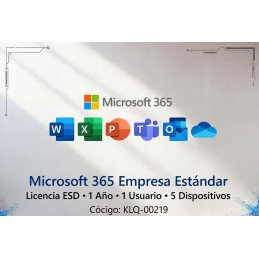 Licencia Microsoft 365 Empresa Estándar ESD 1 Año 1 Usuario 5 Disp KLQ-00219