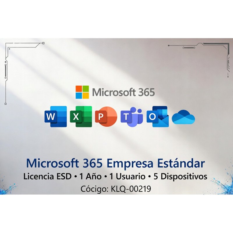 Licencia Microsoft 365 Empresa Estándar ESD 1 Año 1 Usuario 5 Disp KLQ-00219