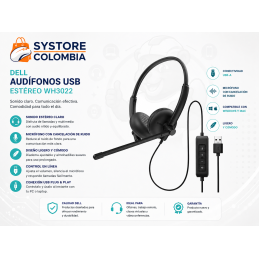 Diadema Dell con Micrófono WH125 Usb 520-BBLL SYSTORE COLOMBIA