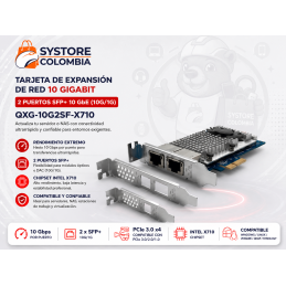 Tarjeta de Expansion de Red 10gigabit 2 Puertos  SFP+ 10 GbE (10G/1G) PCIe Gen3 x4 QXG-10G2SF-X710