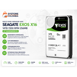 Disco Duro Servidor Sata 14tb Seagate Exos X16 7200 RPM 256MB ST14000NM001G