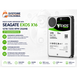 Disco Duro Servidor Sata 12tb Seagate Exos X16 7200 RPM 256MB ST12000NM001G