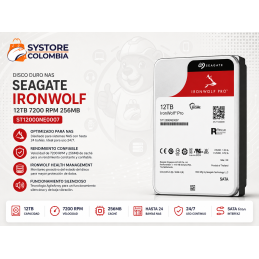 Disco Duro Nas 12tb Seagate Ironwolf  7200 RPM 256MB ST12000NE0007 Systore Coolombia