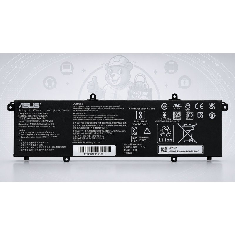 Bateria Asus Original 11.55v 3550mAh 41Wh C31N2201