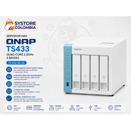 Servidor Qnap Nas TS433 Quad Core 2.0ghz 4 Bahias TS-433-4G-US