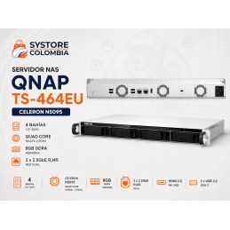 Servidor Nas Qnap TS 464EU Celeron N5095 Quad Core 2.9Ghz 8gb 0tb TS-464EU-8G-US