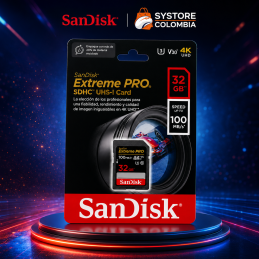 Memoria SD 32GB Sandisk Extreme Pro 4K U3 SDHC Clase 10 V30 100mb/s SDSDXXO-032G-GN4IN