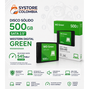 Disco Sólido 500gb Sata Western Digital Green 2.5"  WDS500G5G0A Systore colombia