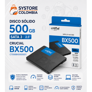 Disco Sólido 500Gb Crucial Bx500 Sata3 3d Nand CT500BX500SSD1