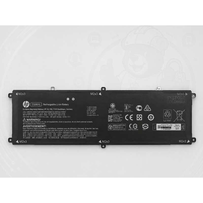 Batería para Portátil Original HP ZG06XL 8310 mAh 95.9 Wh 11.55V Systore Colombia