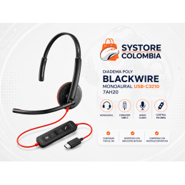 Diadema Poly Blackwire Monoaural Usb C3210 8X214A6 SYSTORE COLOMBIA