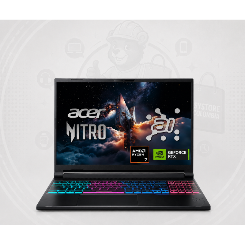 Portátil Acer Nitro V16s Ai ANV16S-41 Ryzen 7 260 16gb 1tb Rtx 5070 8gb 16" 2K 180Hz ANV16S-41-R2DX Systore Colombia
